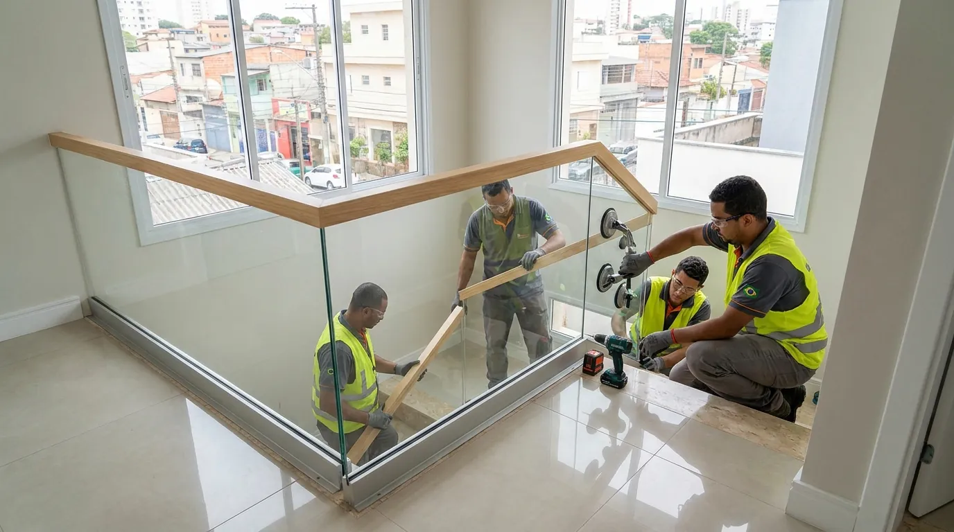 Fixação de guarda-corpo de vidro